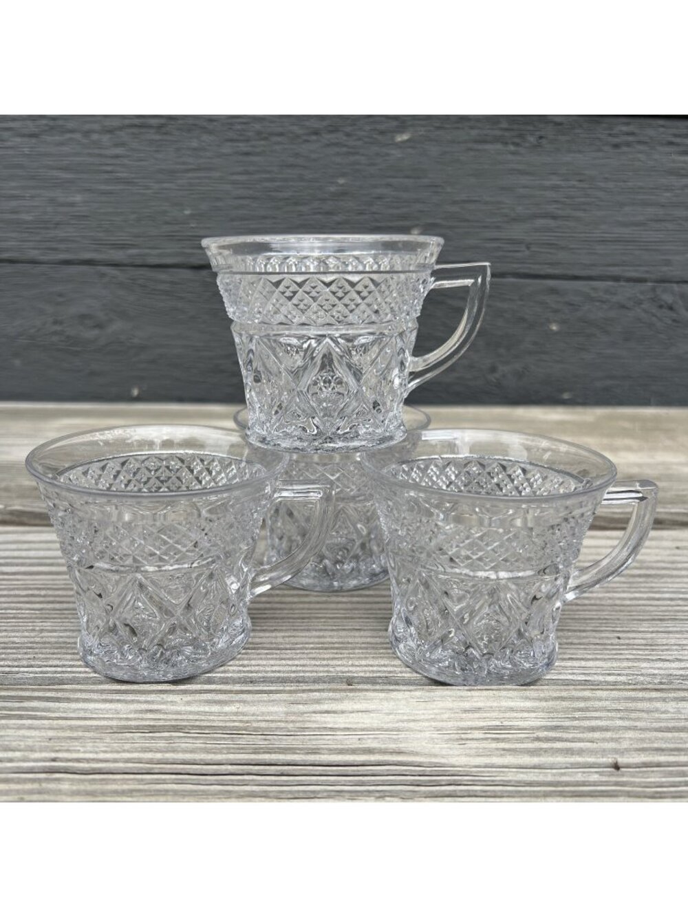 VTG Set of 4 Imperial Cape Cod Punch Glasses Clear Glass Wedding